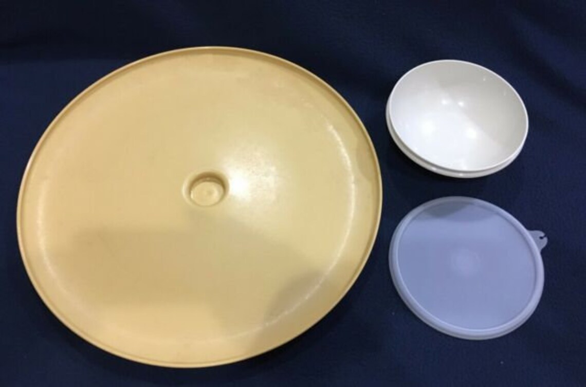 Tupperware 3 Piece Chip and Dip Tray With Bowl and Lid 492 Etsy