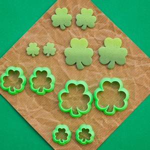 Emporte-pièces en pâte polymère Shamrock | Ensemble d'emporte-pièces Clover | Saint-Patrick | Ensemble d'emporte-pièces en pâte polymère