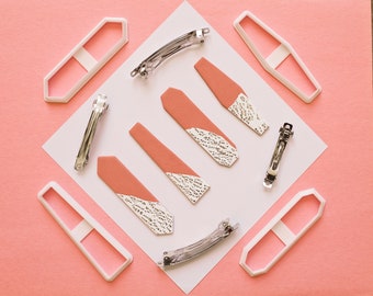 Geometric 7cm Hair Clip Cutters | Geometric Clay Cutters | Large French Barrette Cutters | Polymer Clay Cutters