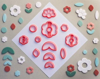 Flower Polymer Clay Cutters | Floral Clay Cutter Set of 12  | Embossing Clay Cutters | Donut Clay Cutters | Daisy Earring Cutter