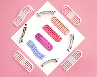 Embossing Clay Cutters for 6cm Hair clips | Barrette Clay Cutters | Geometric Hair Clip Cutters | Embossing Cutters for Barrettes