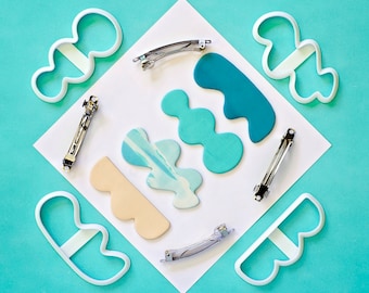 Wavy 7cm Polymer Clay Cutters | Wavy Hair Clip Cutters | Medium French Barrette Cutters | Polymer Clay Cutters