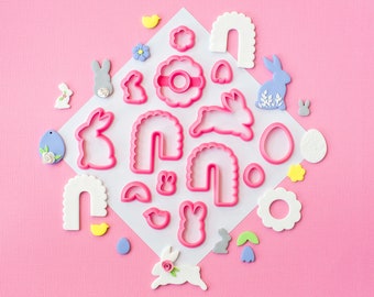 14 Easter Clay Cutters | Spring Themed Clay Cutter Set | Polymer Clay Easter Set