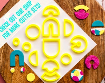 Polymer Clay Earring Cutters: Arch & Circle Shapes - Set of 12
