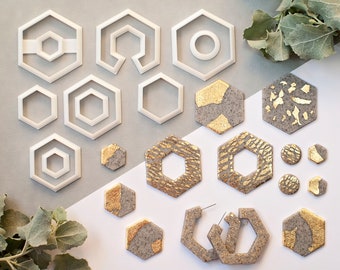 Hexagon Polymer Clay Cutters Set: Hoop & Shape Cutters
