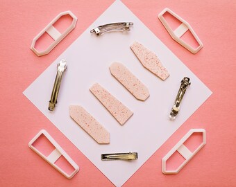 Geometric 5cm Hair Clip Cutters | Geometric Clay Cutters | Small French Barrette Cutters | Polymer Clay Cutters