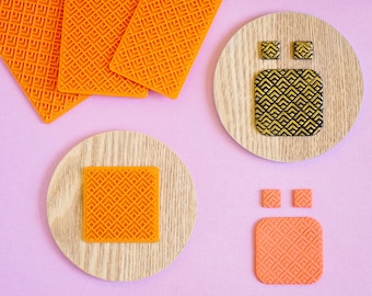 Geometric Polymer Clay Embossing Tile | 3d Printed Clay Stamps for Earrings | Art Deco Stamp for Polymer Clay