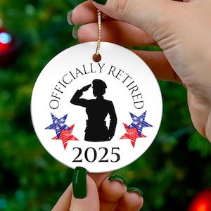 Military Retirement Ornament, Female Saluting Silhoutte, 2024 Retirement Ornament, Retired 2024,Womens Retirement Ornament,Gift for Military