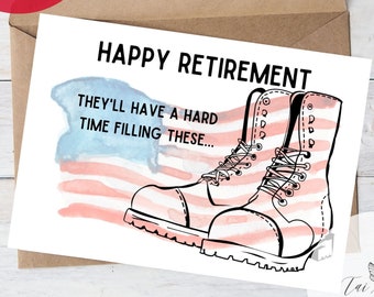 Hard to Fill Military Boots Military Retirement Card Printable, Instant Download 5x7 inch card for Retirement, Retirement Card to download