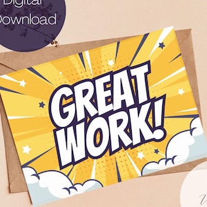 Great Work Card, Gift, Instant Digital Download, Encouraging Card for Coworker, Card for Team, Promotion, Congratulations, Accomplishment