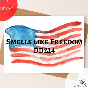 Smells Like Freedom DD-214 Carte de retraite militaire imprimable, téléchargement instantané carte 5x7 pouces pour la retraite, carte de retraite à télécharger