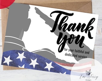 Military Retirement Thank You Card: Saluting Soldier (Digital Download)