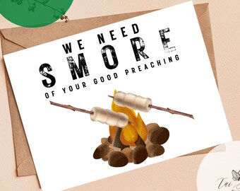 Pastor Appreciation Card: Camping S'more Design (Digital Download)