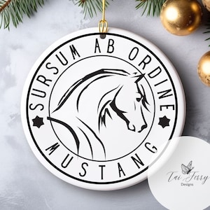 Navy Mustang Ceramic Christmas Ornament: Military Gift