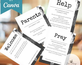 Editable Church Connection Card Bundle: Visitor Welcome Kit (Canva Template)
