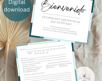Spanish Church Visitor Welcome Card: Basic Information (Digital Download)