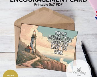 Encouragement Card – Lighthouse Appreciation Printable 5x7 PDF, Shine Your Light Card, (Digital Download)