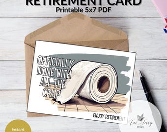 Funny Retirement Card - "Officially Done" Printable 5x7 PDF, Coworker Gift, Office Farewell Card, (Digital Download)