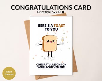 New Job Congratulations Card – Funny Toast & Champagne Printable PDF, Promotion Card, (Digital Download)