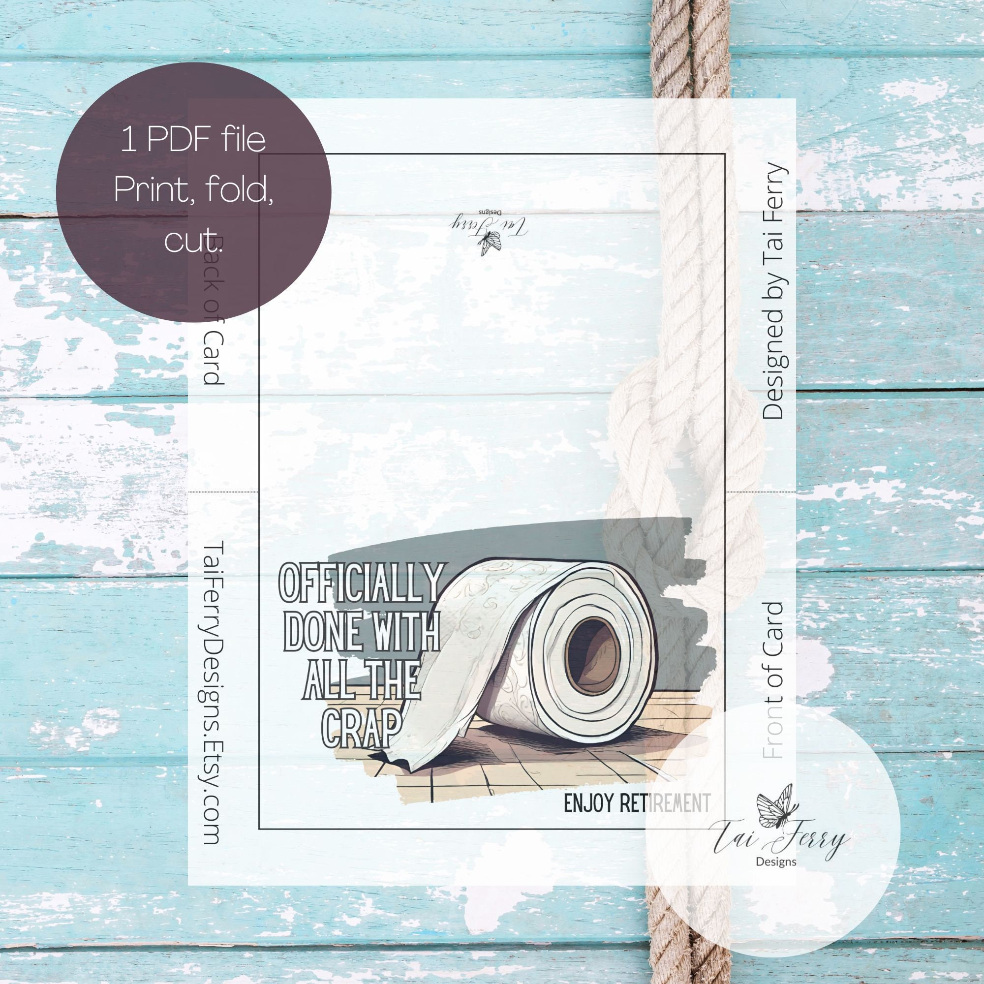 Officially Done With the Crap, Retirement Card Printable, Instant ...