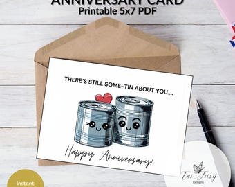 Funny 10th Anniversary Card – Printable 5x7 PDF, Marriage Humor Card, (Digital Download)