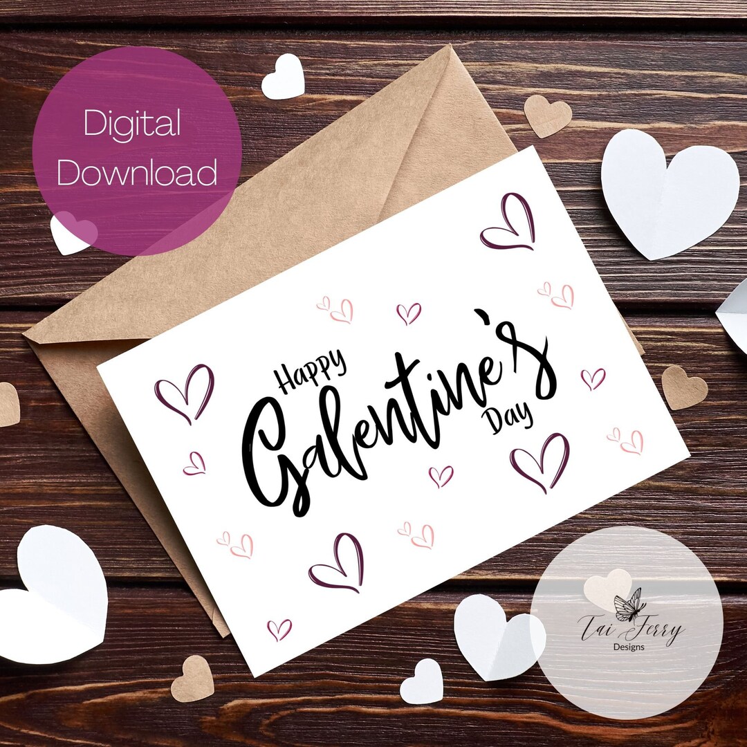 Printable Galentines Card With Hearts, Galentines Day Gift, Galentines ...