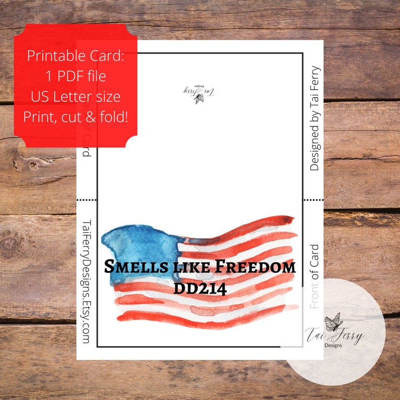 Smells Like Freedom DD-214 Military Retirement Card Printable, Instant ...