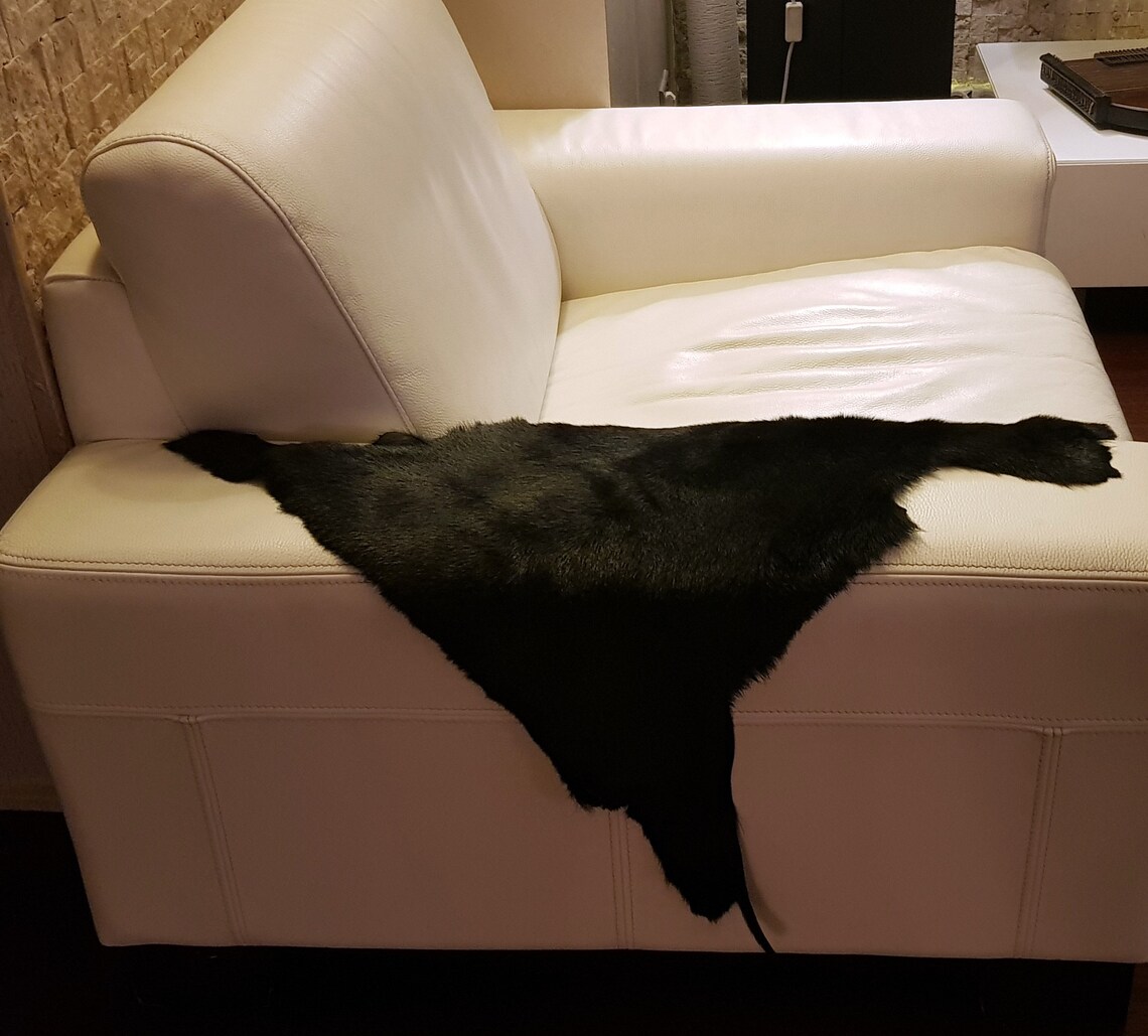 Real Black Fur Sheepskin Rug Fireplace Throw Pelt Natural Etsy
