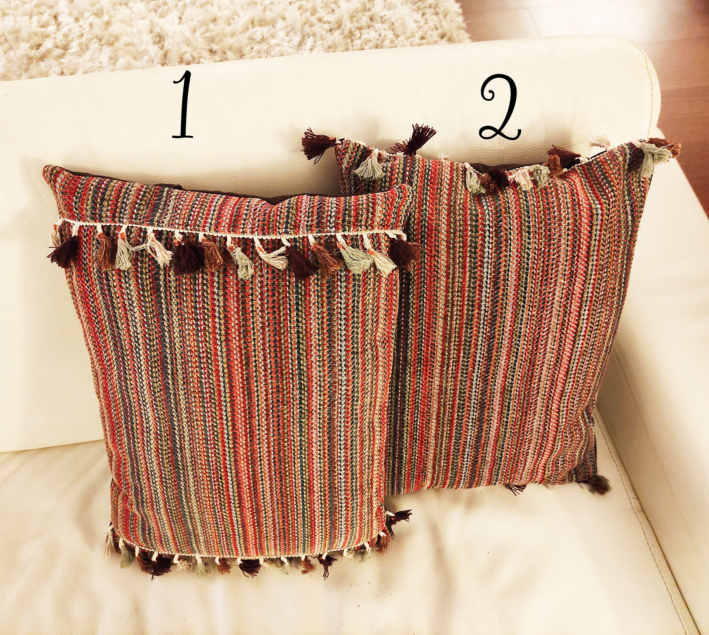 2 PIECES Striped Boho Tassel Throw Pillow Boho Hippie Cushion Etsy UK