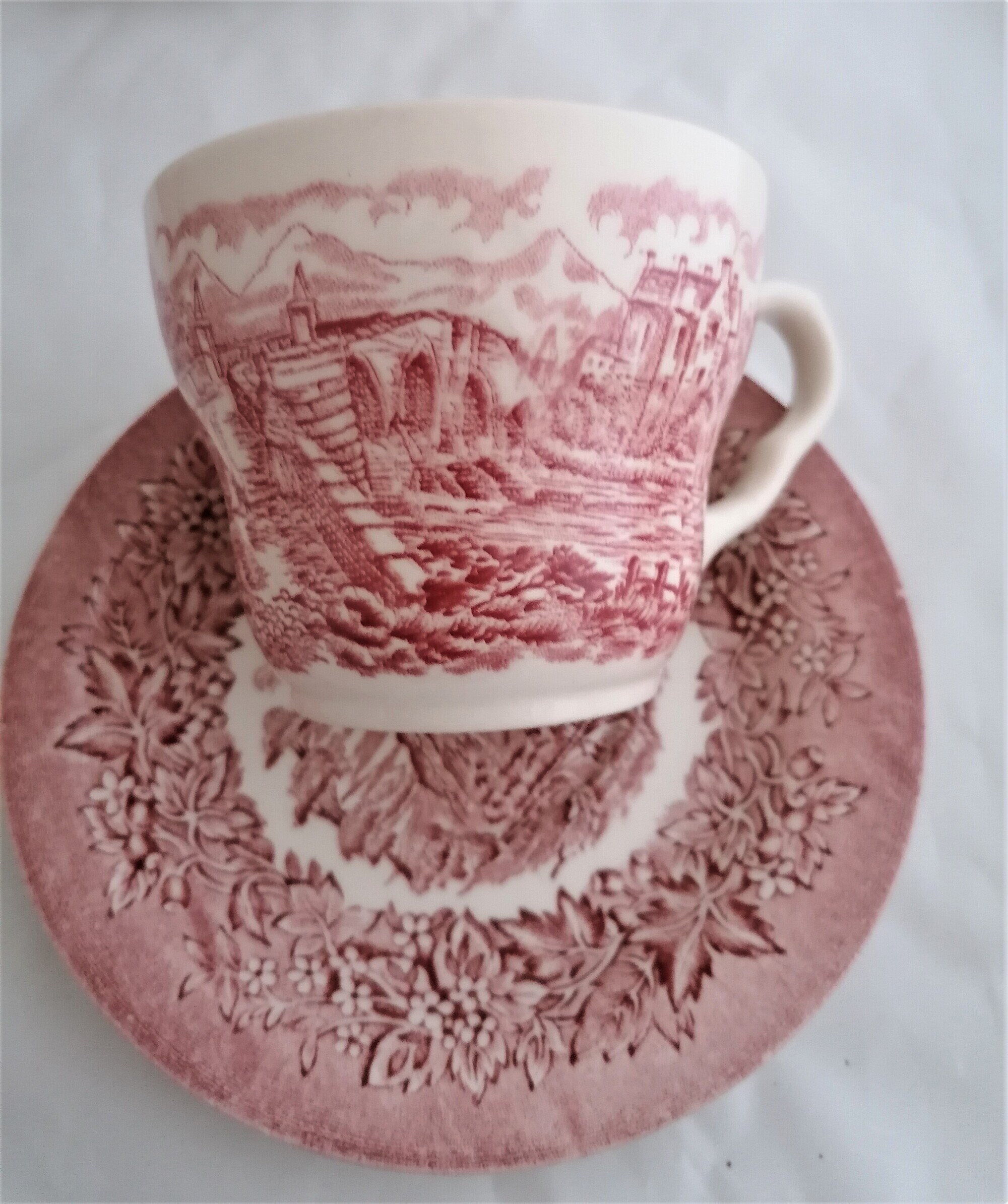 Antique Set of 5 EIT LTD Pink Pictorial Cups and Saucer Sets Etsy