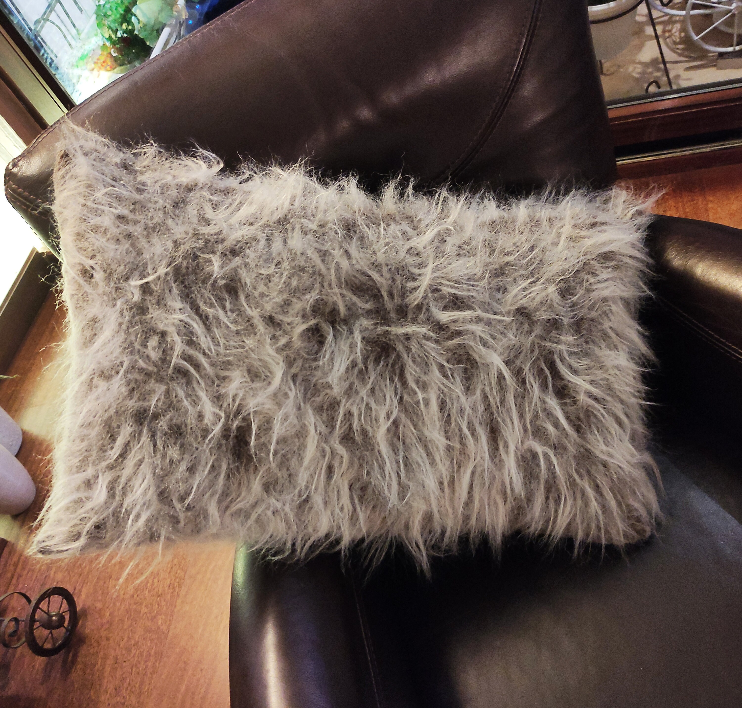 White Brown Speckled Fur Pillow Case Faux Fur Farmhouse Log Etsy UK