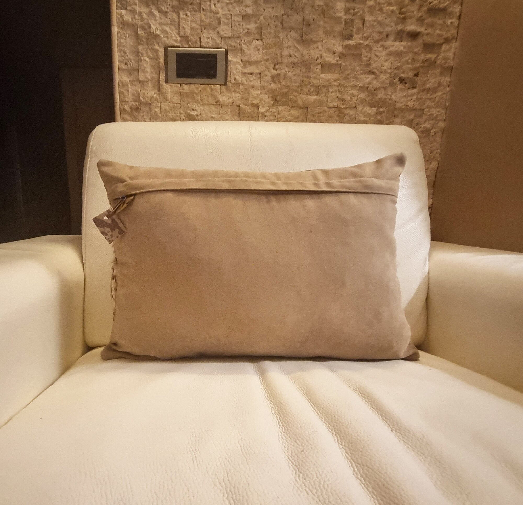 Real Leather Camel Color Feather Pillow Case, Luxury Cushion Cover