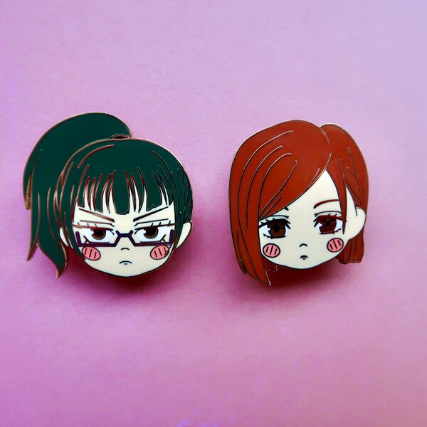 Maki and Nobara () - Chibi Nendo JJK Enamel Pins