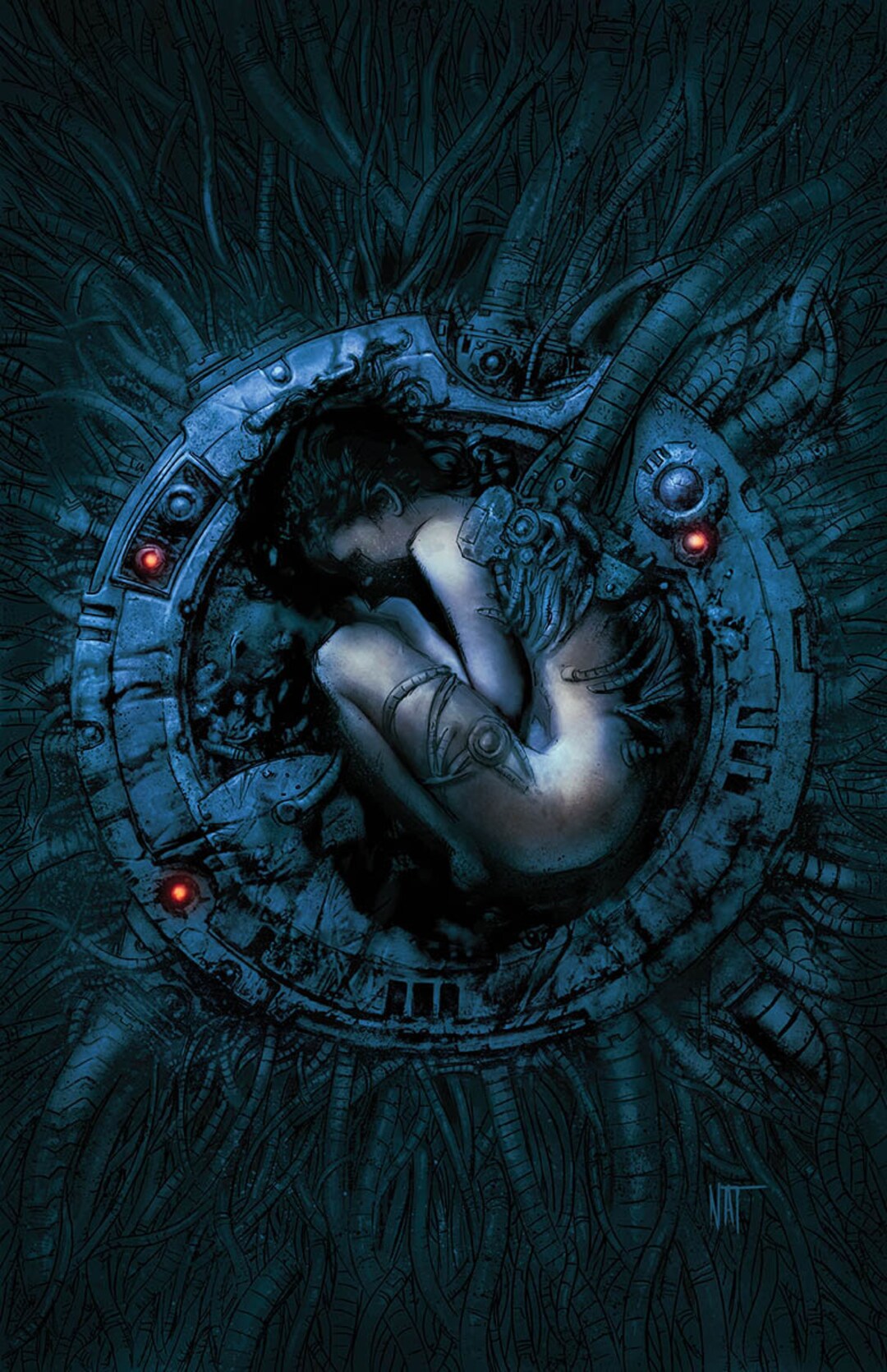 Virus, Blue, by Inch, Print, Biomechanics, Cyber Goth, Nat