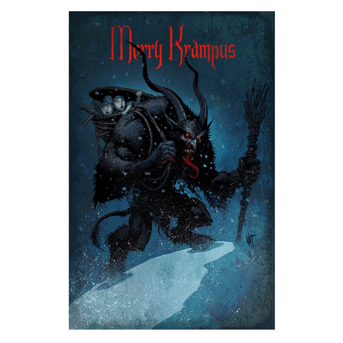 Merry Krampus Greeting Card Set by Nat Jones with Signed Art | Etsy