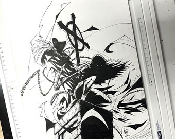 Flawed #4 Spawn Cover B by Nat Jones, Spawn, Original Cover Art, Comic Book, Comic Art, Image Comics, Chuck Brown, Comic Book Art, Ink Art