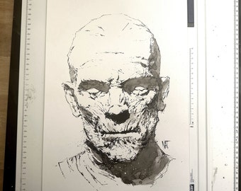 Original Mummy Art by Nat Jones, Karloff, Original Art, Illustration, Universal Monsters,Spawn, Comic Art, Monster, Horror Art, Ink Drawing