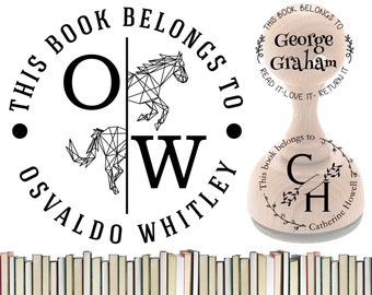 Library Stamp Custom Book Stamp Wood Stamp Self Inking Stamp From the Library of Ex Libris Stamp Gifts for Book Lovers Custom Library Stamp