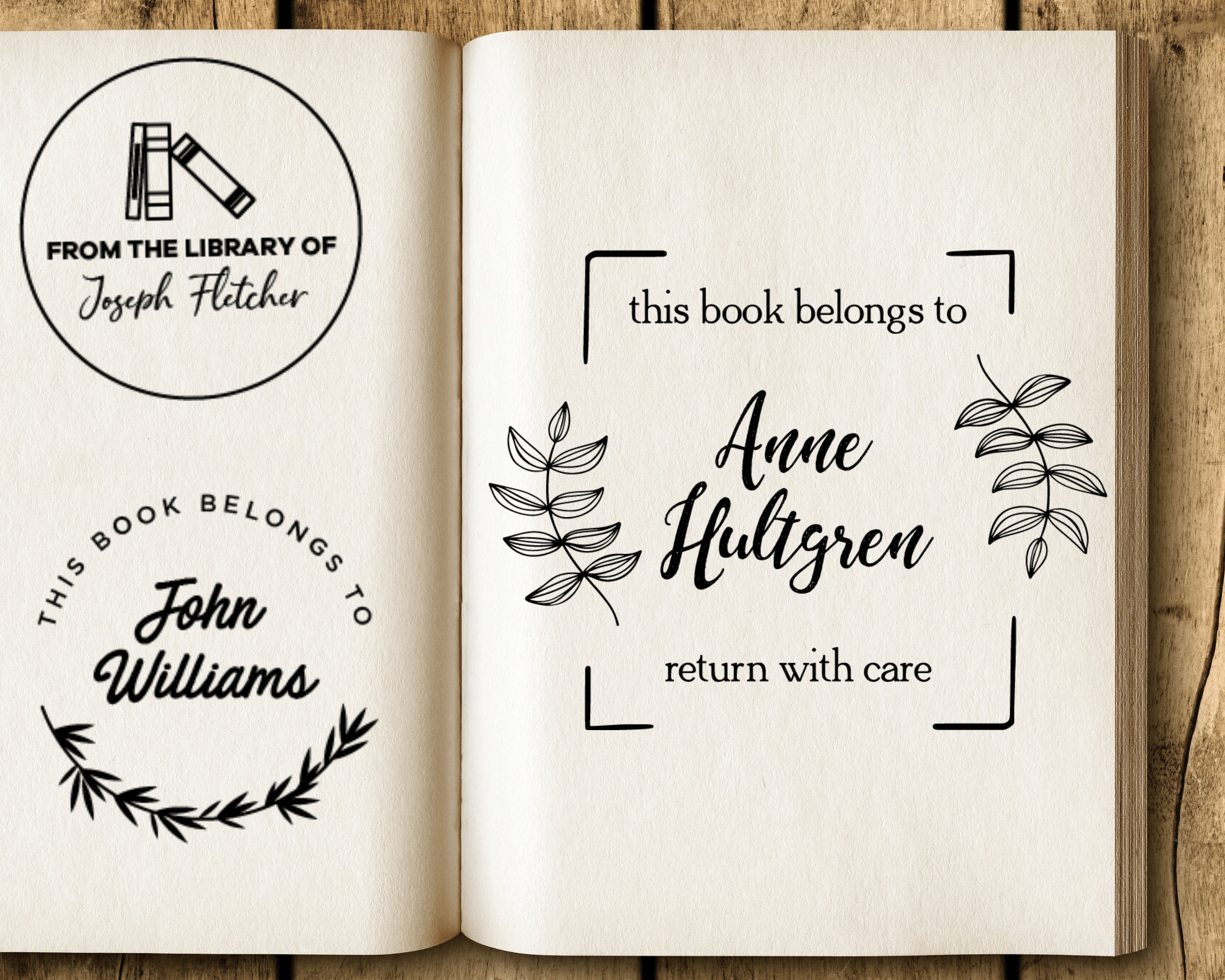 Custom Book Stamp. Self Ink or Wood Handle. Personalized With Your Name  From the Library Of, Book Belongs To, Ex Libris 