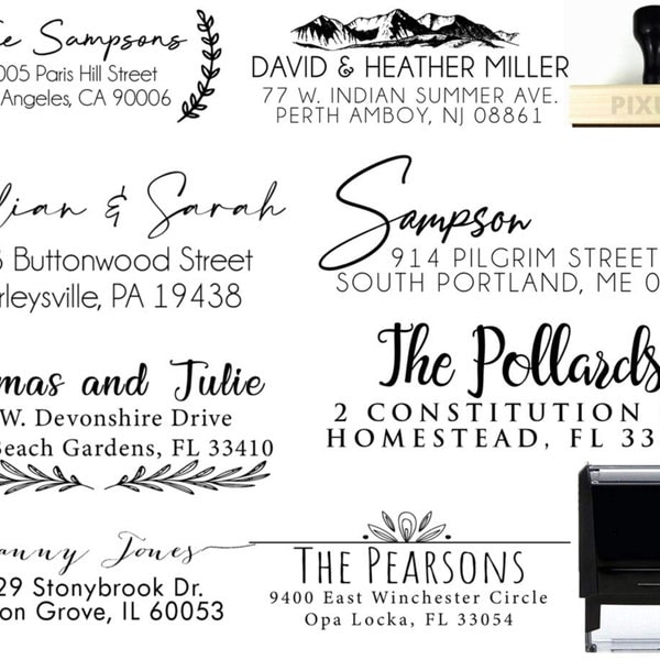 Personalized Address Stamp Self Ink 3 Line Self Inking Modern Business Family or Wedding Stamper Housewarming Gift