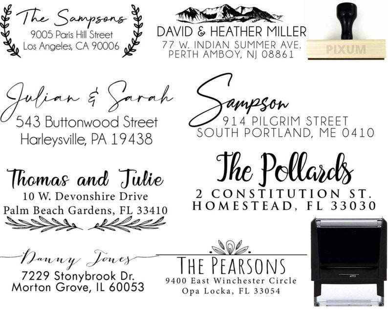 Personalized Address Stamp Self Ink 3 Line Self Inking Modern Business Family or Wedding Stamper Housewarming Gift 