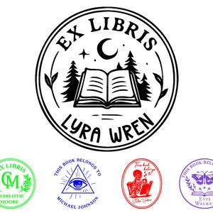 Personalized Ex Libris Stamp, Custom Book Embosser, Self-Inking or Wood Handle