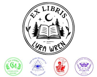 Personalized Ex Libris Stamp, Custom Book Embosser, Self-Inking or Wood Handle