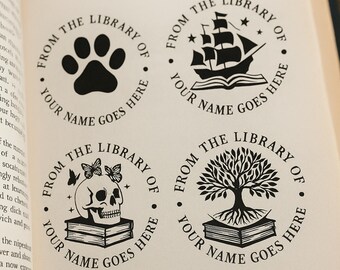 Personalized Library Stamp: Custom Book Embosser, Self-Inking or Wood Stamp