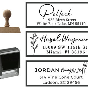 TOP SELLER - Personalized Address Stamp Self Ink 3 Line Self Inking Modern Elegant Business Family or Wedding Stamper Housewarming Gift