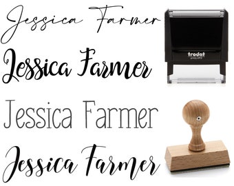 Signature Stamp - Stamp with Name - 1 or 2 Line Name Stamp - Teacher Stamp - Custom Name Stamper - Cursive Calligraphy