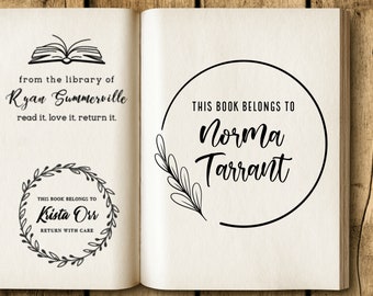 From the Library of Custom Book stamp for you to Personalize Books, Choose your design and change any wording!  Great gift for book lovers