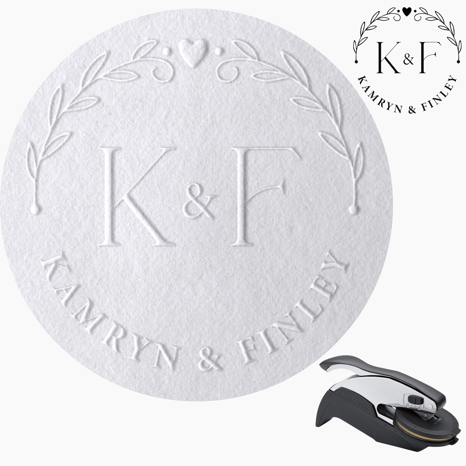 Custom Wedding Monogram Embosser: Personalized Initial Stamp - Etsy