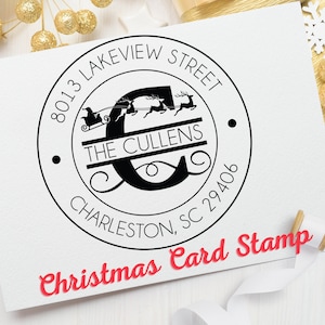 Merry Christmas Address Stamp - Holiday Hostess Gift - Return Address Stamp - Christmas Address Stamp - Greetings - Self inking stamp