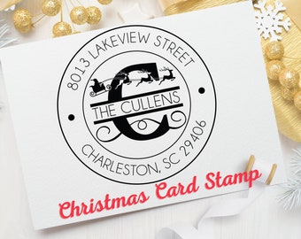 Merry Christmas Address Stamp - Holiday Hostess Gift - Return Address Stamp - Christmas Address Stamp - Greetings - Self inking stamp